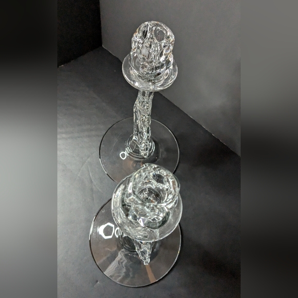 Vintage Heisey Glass 10" Candlesticks Grape Cluster #1445 Crystal Set Of 2 - Picture 3 of 8